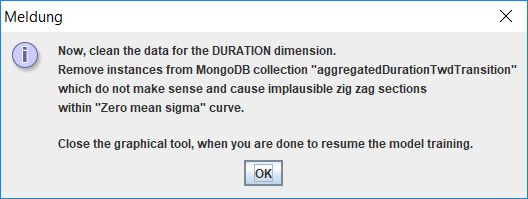 Screenshot of graphical info dialog requesting to perform data cleansing for duration dimension